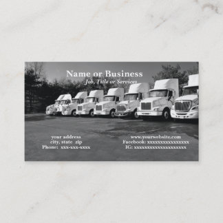 row or fleet of large trucks business card