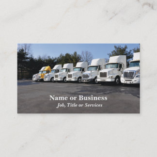 row or fleet of large trucks business card