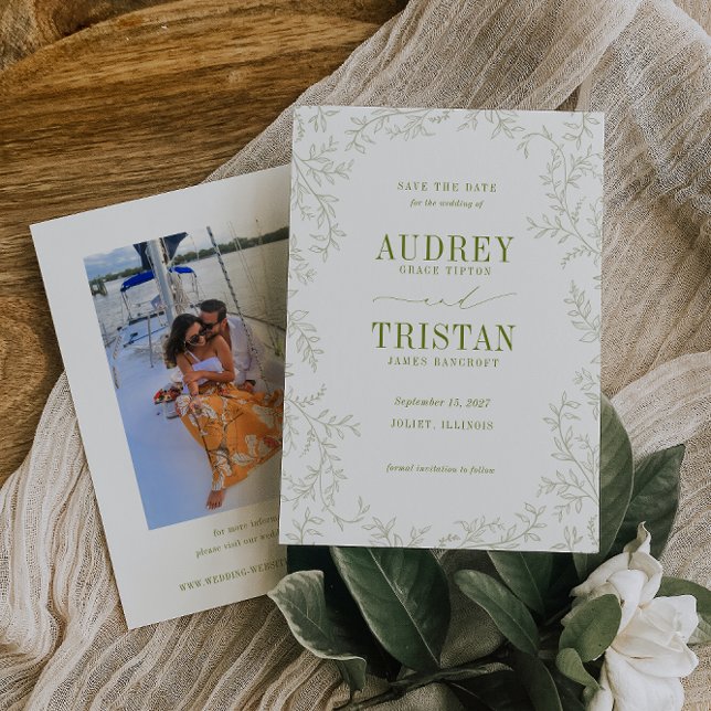 ROWAN Botanical Wedding Photo Save The Date (Creator Uploaded)