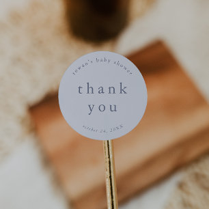 ROWAN Boy Blue Unique Simple Baby Shower Thank You Classic Round Sticker