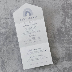 ROWAN Boy Boho Rainbow Diaper Raffle Baby Shower All In One Invitation