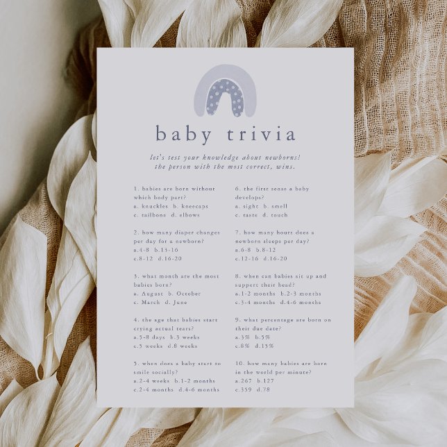 ROWAN Boy Rainbow Baby Shower Trivia Game Card (ROWAN Boy Rainbow Baby Shower Trivia Game Card)
