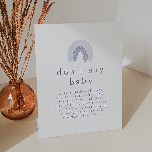 ROWAN Boy Rainbow Don't Say Baby Game Baby Shower Pedestal Sign (ROWAN Boy Rainbow Don't Say Baby Game Baby Shower Pedestal Sign)