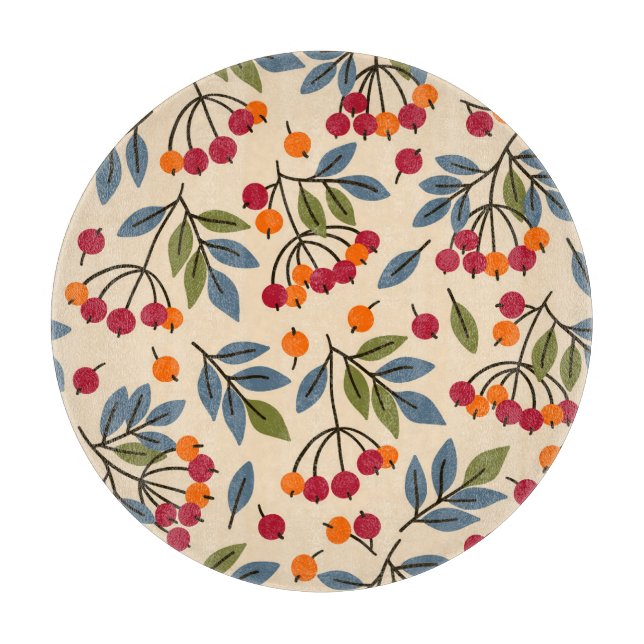 Rowan Branches: Textile Vintage Charm Cutting Board (Front)