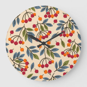 Rowan Branches: Textile Vintage Charm Large Clock