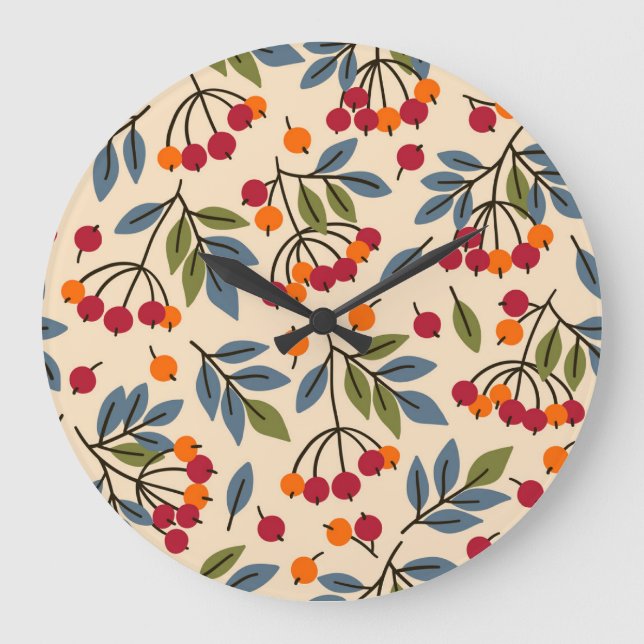 Rowan Branches: Textile Vintage Charm Large Clock (Front)