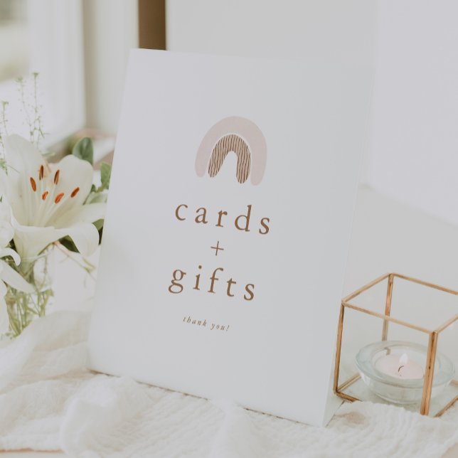 ROWAN Girl Boho Rainbow Baby Shower Cards Gifts Pedestal Sign (ROWAN Girl Boho Rainbow Baby Shower Cards Gifts Pedestal Sign)