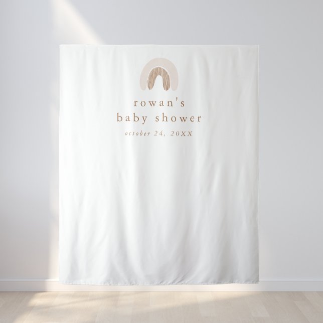 ROWAN Girl Pink Boho Rainbow Baby Shower Backdrop Tapestry (ROWAN Girl Pink Boho Rainbow Baby Shower Backdrop)