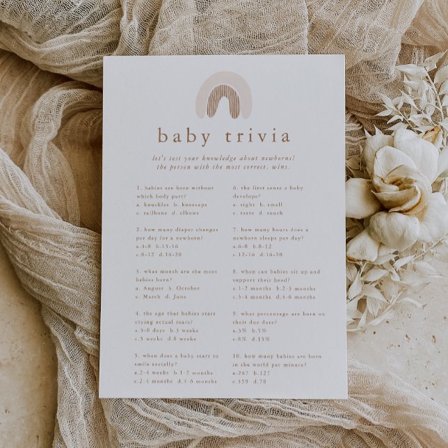 ROWAN Girl Rainbow Baby Shower Trivia Game Card (ROWAN Girl Rainbow Baby Shower Trivia Game Card)