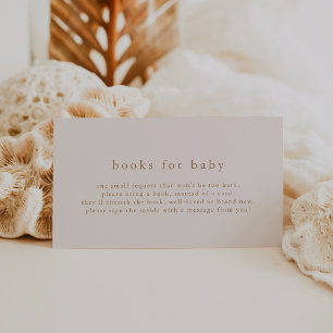 ROWAN Pink Gold Simple Baby Shower Books for Baby Enclosure Card