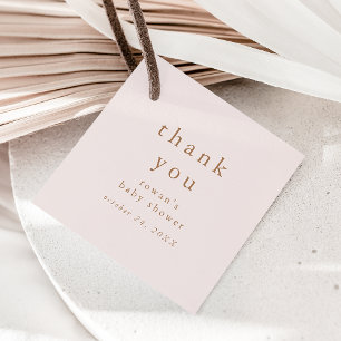 ROWAN Pink Rustic Simple Baby Shower Thank You Favour Tags