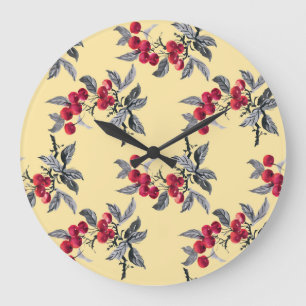 Rowan Plant: Watercolor Yellow Seamless Large Clock
