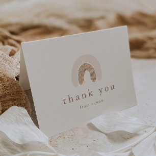 ROWAN Summer Girl Pink Boho Rainbow Baby Shower Thank You Card