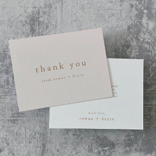 ROWAN Unique Pink Gold Minimalist Modern Simple Thank You Card