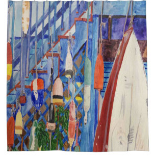 Rowboat And Buoys Shower Curtain