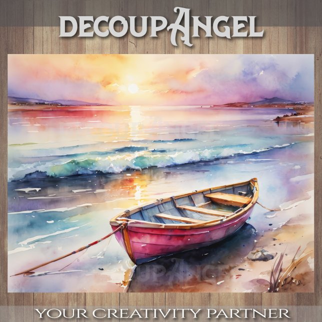 Rowboat at Sunset Bliss - Decoupage -  Tissue Paper (Creator Uploaded)