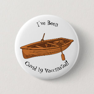Rowboat cartoon illustration 6 cm round badge