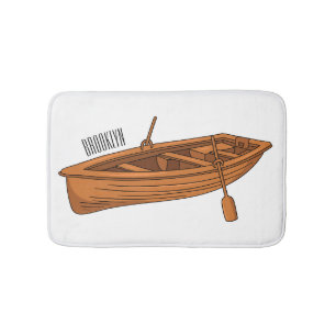 Rowboat cartoon illustration bath mat