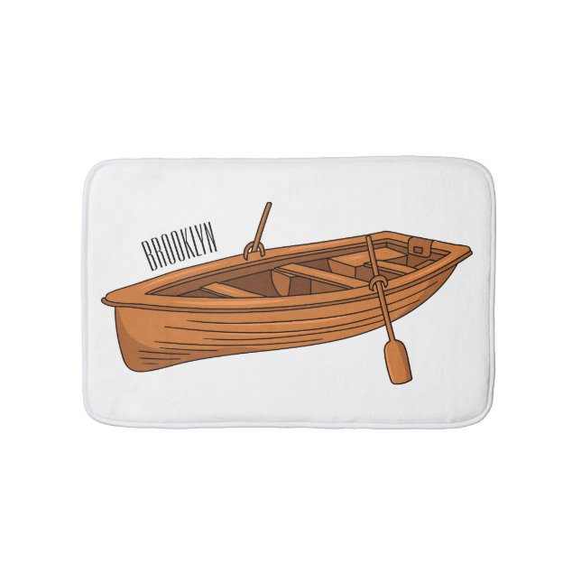 Rowboat cartoon illustration bath mat (Front)