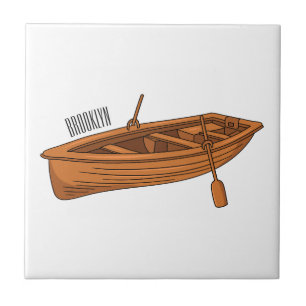 Rowboat cartoon illustration ceramic tile
