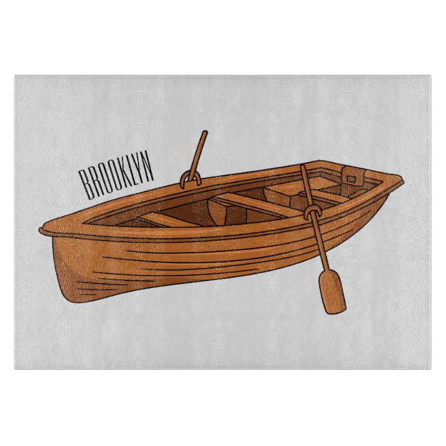 Rowboat cartoon illustration cutting board (Front)