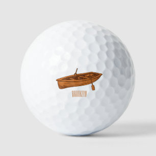 Rowboat cartoon illustration golf balls