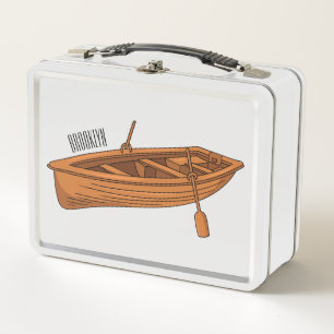Rowboat cartoon illustration metal lunch box