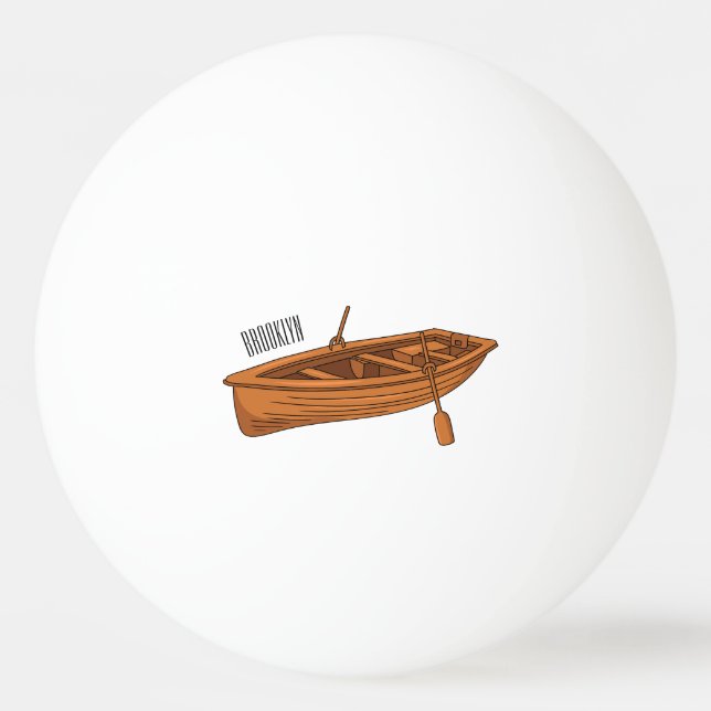 Rowboat cartoon illustration ping pong ball (Front)