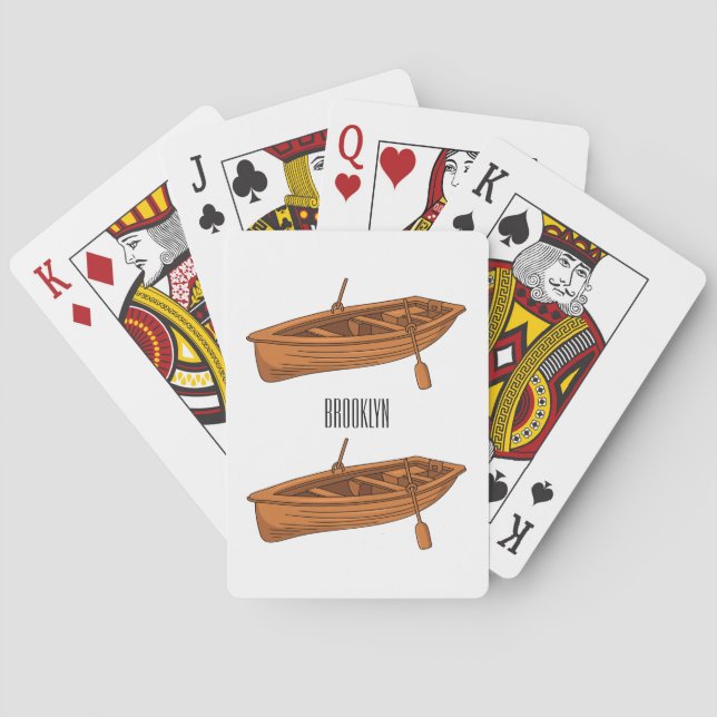 Rowboat cartoon illustration playing cards (Back)