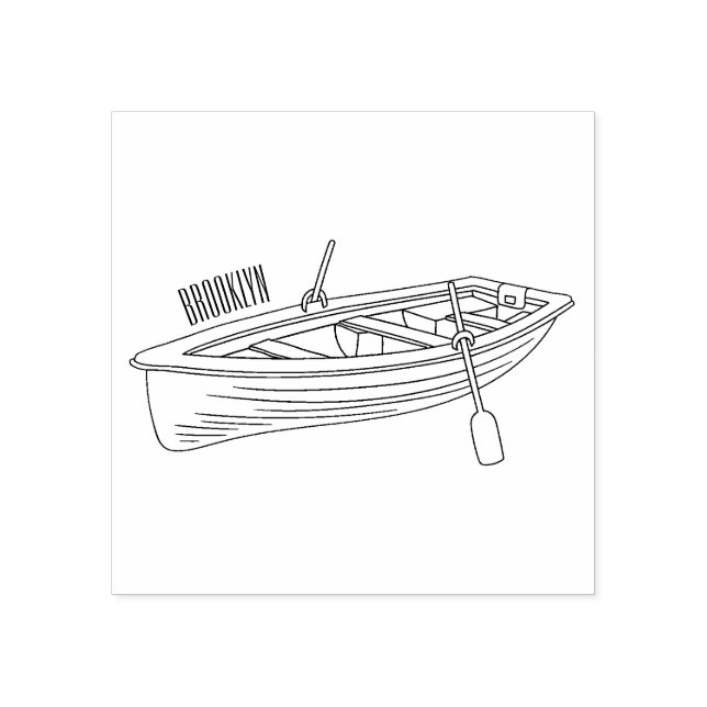 Rowboat cartoon illustration rubber stamp (Imprint)