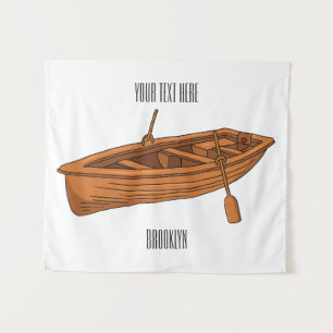 Rowboat cartoon illustration tapestry