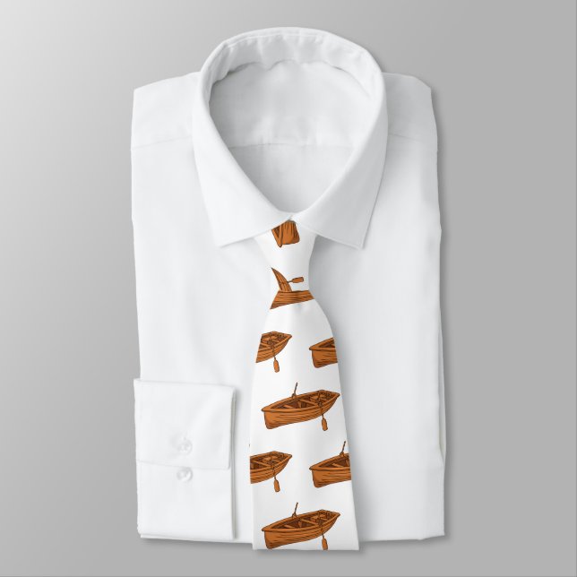 Rowboat cartoon illustration tie (Tied)
