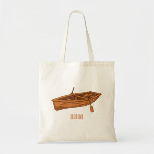 Rowboat cartoon illustration tote bag