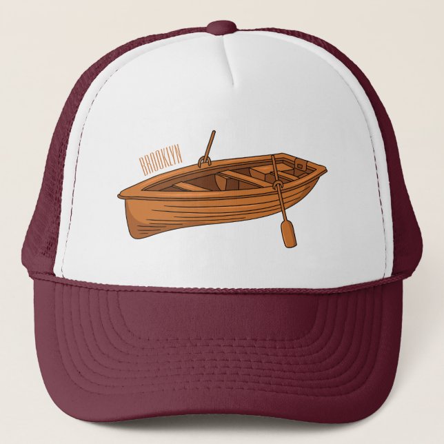 Rowboat cartoon illustration  trucker hat (Front)