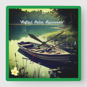 "Rowboat in Still Waters" Square Wall Clock