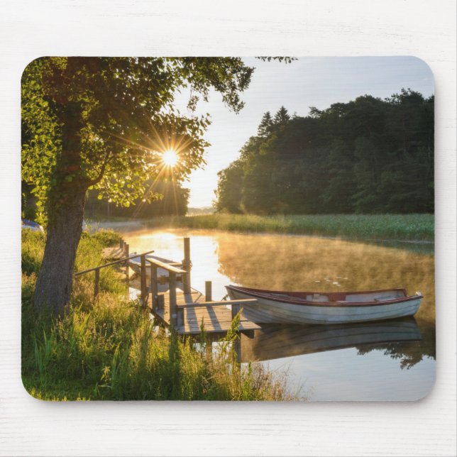 Rowboat Moored at Lake Mouse Pad (Front)