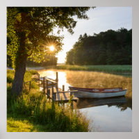 Rowboat Moored at Lake