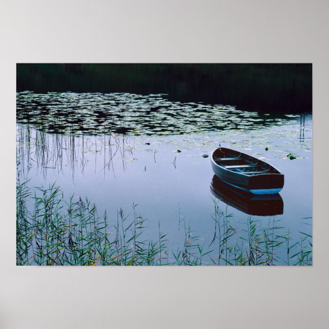 Rowboat on small lake surrounded by water poster (Front)