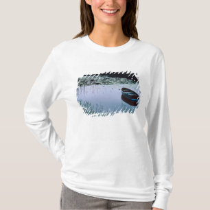Rowboat on small lake surrounded by water T-Shirt