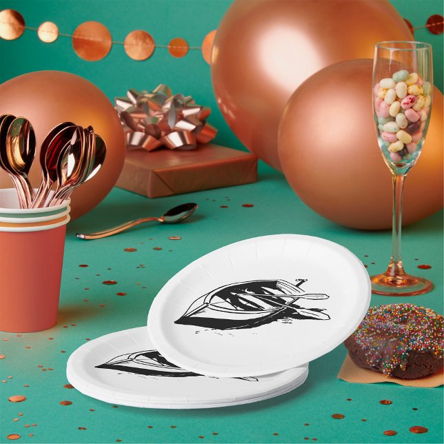 Rowboat Sketch Paper Plate (Creator Uploaded)
