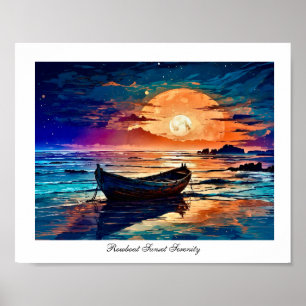 Rowboat Sunset Serenity Poster