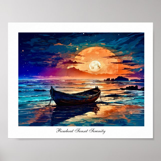 Rowboat Sunset Serenity Poster (Front)