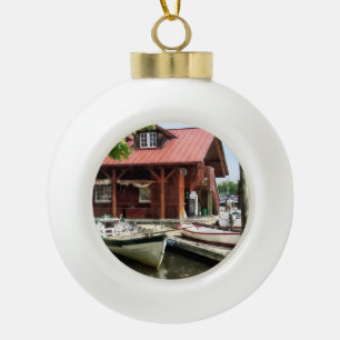 Rowboats by Founders Park Alexandria VA Ceramic Ball Christmas Ornament