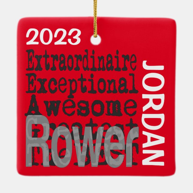 Rower Extraordinaire CUSTOM Ceramic Ornament (Back)