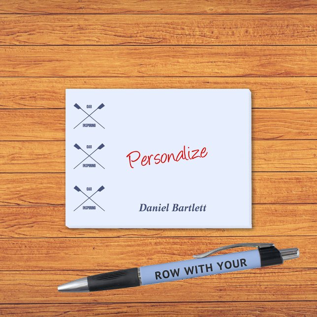 Rowers oar inspiring smart blue personalised post-it notes (Creator Uploaded)