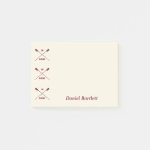 Rowers personalised oar inspiring cream maroon post-it notes