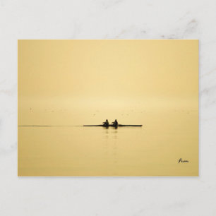 rowing at dusk postcard