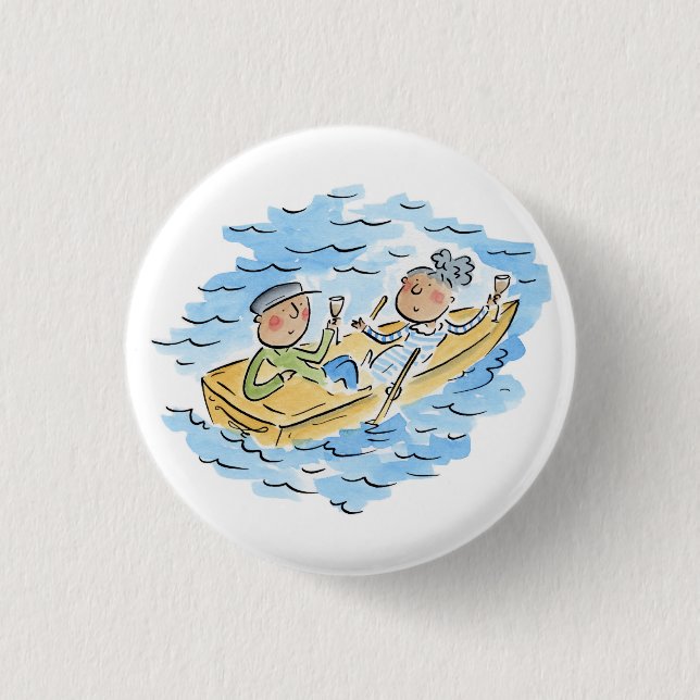 Rowing Boat 3 Cm Round Badge (Front)