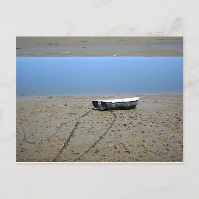 Rowing boat on the mudflat postcard (Front)