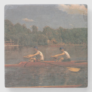 Rowing Boat Race on the River Stone Coaster